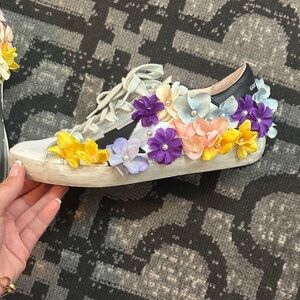 Golden Goose White Sneakers with Floral Accents limited edition